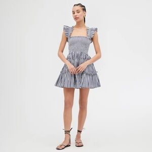 Hill House Charlotte Nap dress in navy and white stripe NWT size L